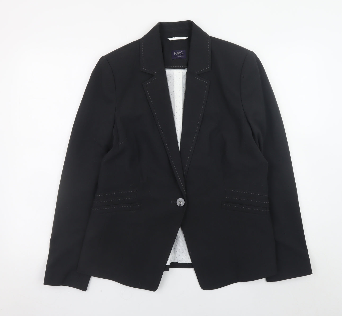 Marks and Spencer Women Grey Blazer UK 14 Classic Lined Work Jacket