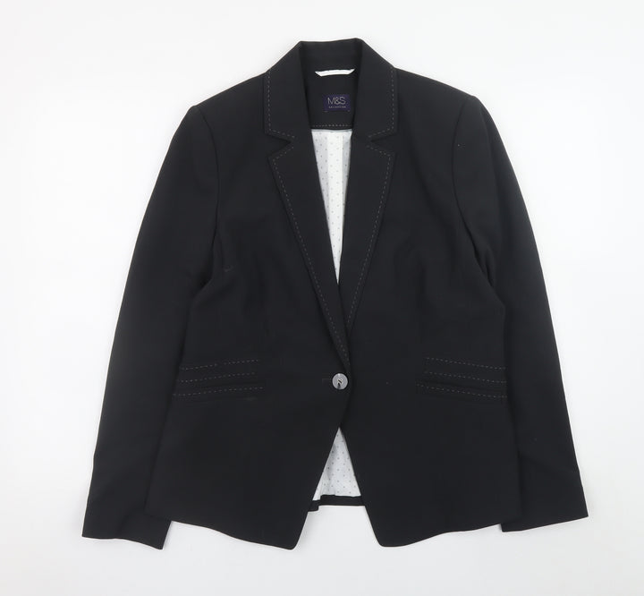 Marks and Spencer Women Grey Blazer UK 14 Classic Lined Work Jacket