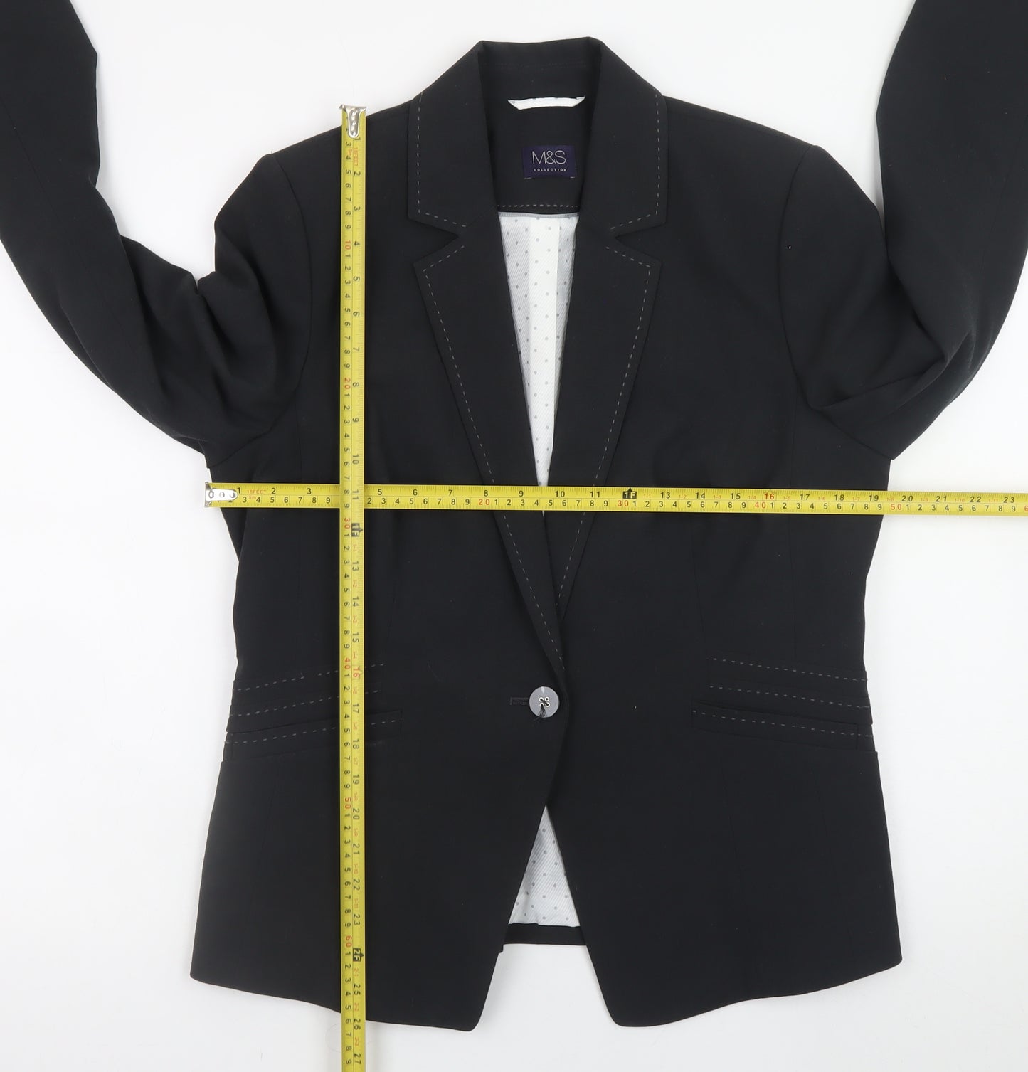 Marks and Spencer Women Grey Blazer UK 14 Classic Lined Work Jacket