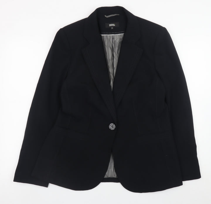 Marks and Spencer Women's Black Blazer Jacket Size 14 Regular Fit