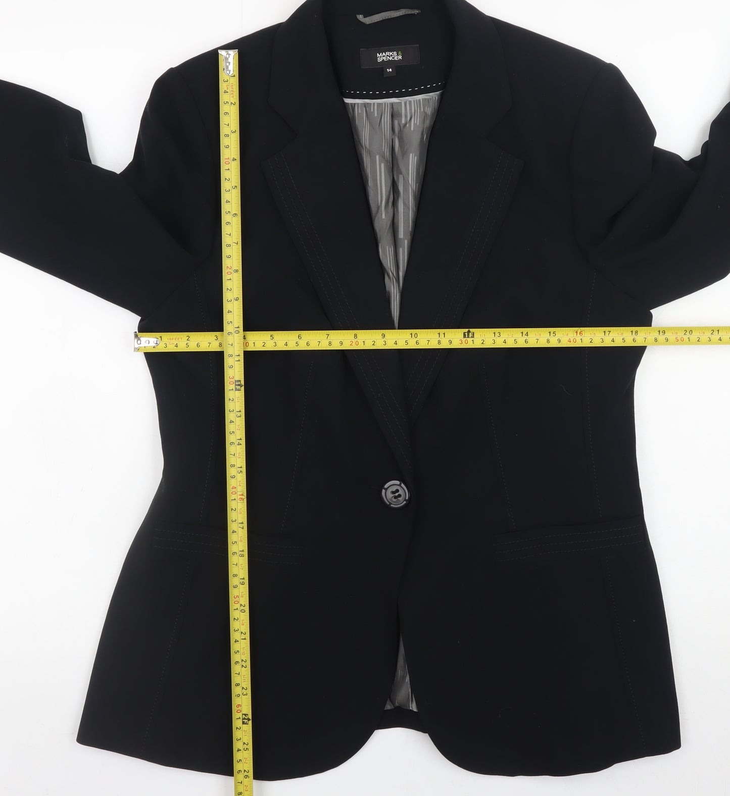 Marks and Spencer Women's Black Blazer Jacket Size 14 Regular Fit