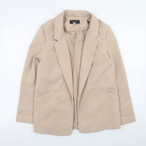 Dorothy Perkins Women Beige Blazer UK 10 Classic Mid-Length Jacket