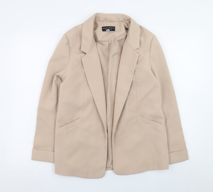 Dorothy Perkins Women Beige Blazer UK 10 Classic Mid-Length Jacket