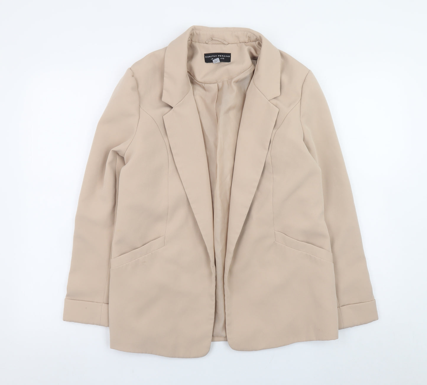 Dorothy Perkins Women Beige Blazer UK 10 Classic Mid-Length Jacket