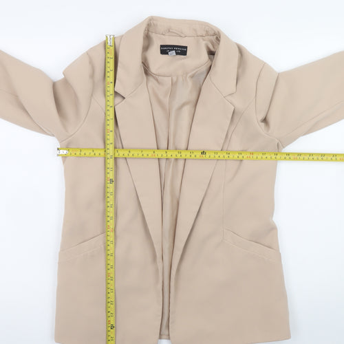 Dorothy Perkins Women Beige Blazer UK 10 Classic Mid-Length Jacket