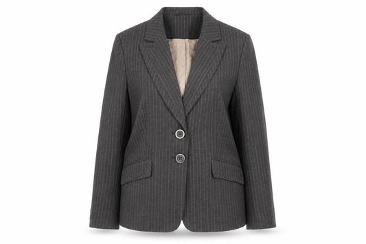 Front view of Debenhams Women Brown Pinstripe Blazer, size 16, Single Breasted Lined