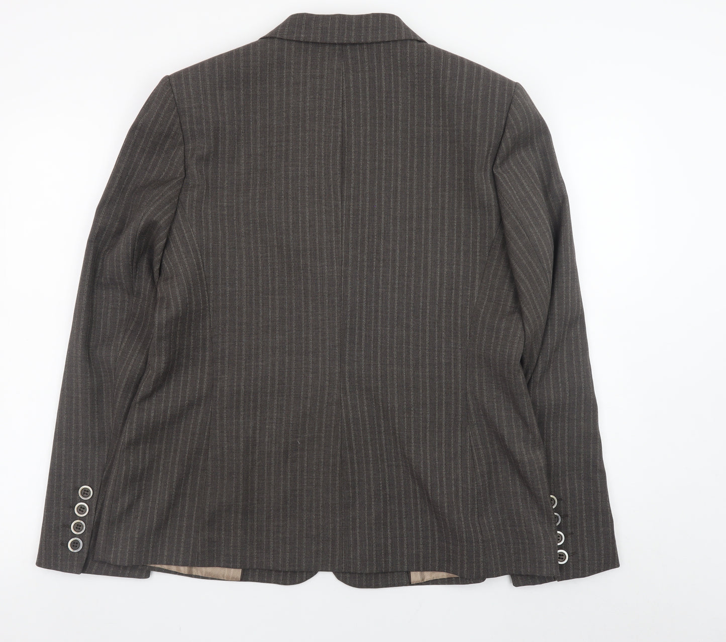 Debenhams Women Brown Pinstripe Blazer Size 16 Single Breasted Lined