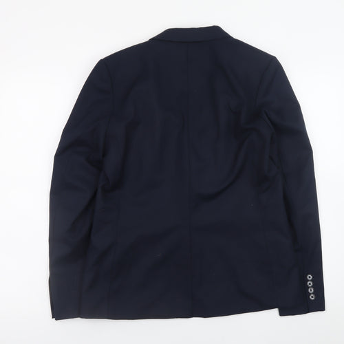 H&M Women's Navy Blue Blazer Jacket Size 12 Classic Single Breasted