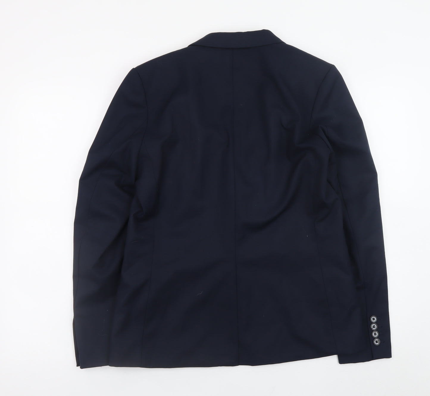 H&M Women's Navy Blue Blazer Jacket Size 12 Classic Single Breasted