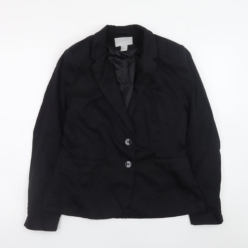 H&M Women’s Black Cotton Blazer Size 14 Classic Lined Jacket