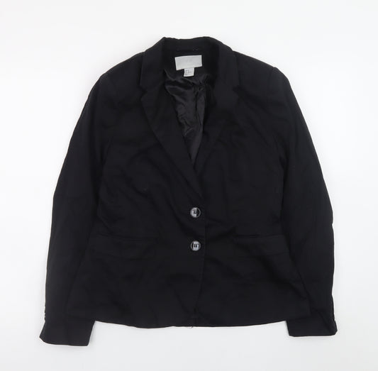 H&M Women’s Black Cotton Blazer Size 14 Classic Lined Jacket
