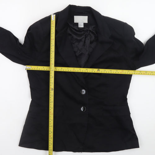 H&M Women’s Black Cotton Blazer Size 14 Classic Lined Jacket