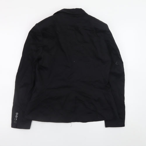 H&M Women’s Black Cotton Blazer Size 14 Classic Lined Jacket