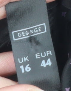 George Women Black Size 16 Classic Blazer Jacket