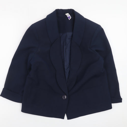 By Henry Holland Womens Navy Blazer Size 10 Polyester Blend