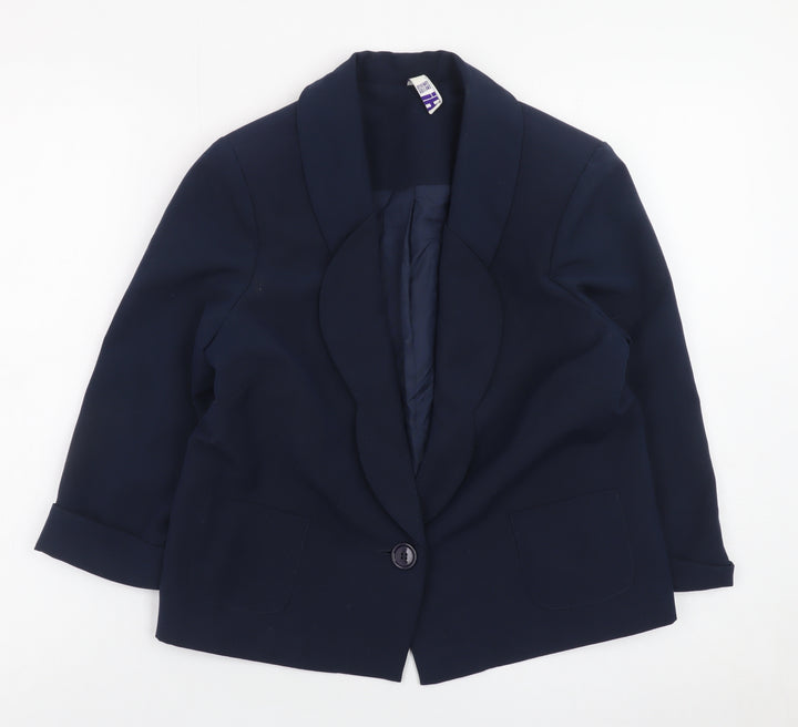 By Henry Holland Womens Navy Blazer Size 10 Polyester Blend