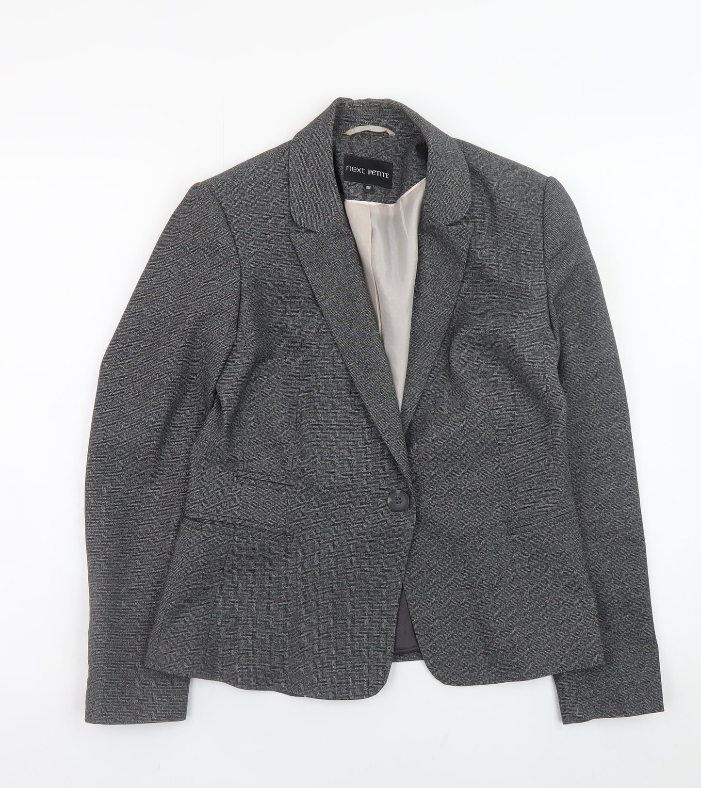 Next Petite Women's Grey Blazer Size 10 Regular Fit Work Jacket