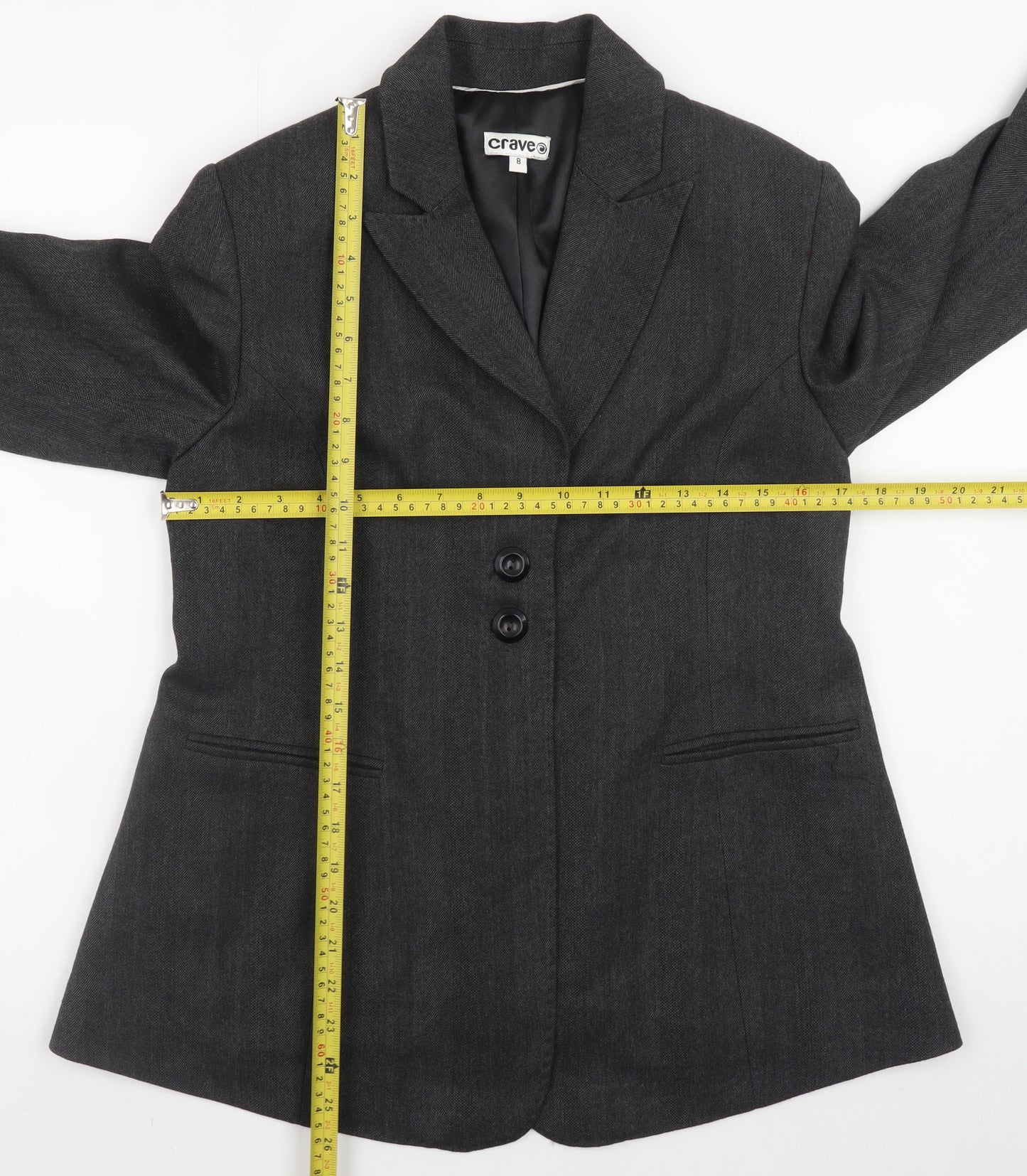Crave Women's Grey Classic Blazer Size 8 Lined Formal Jacket
