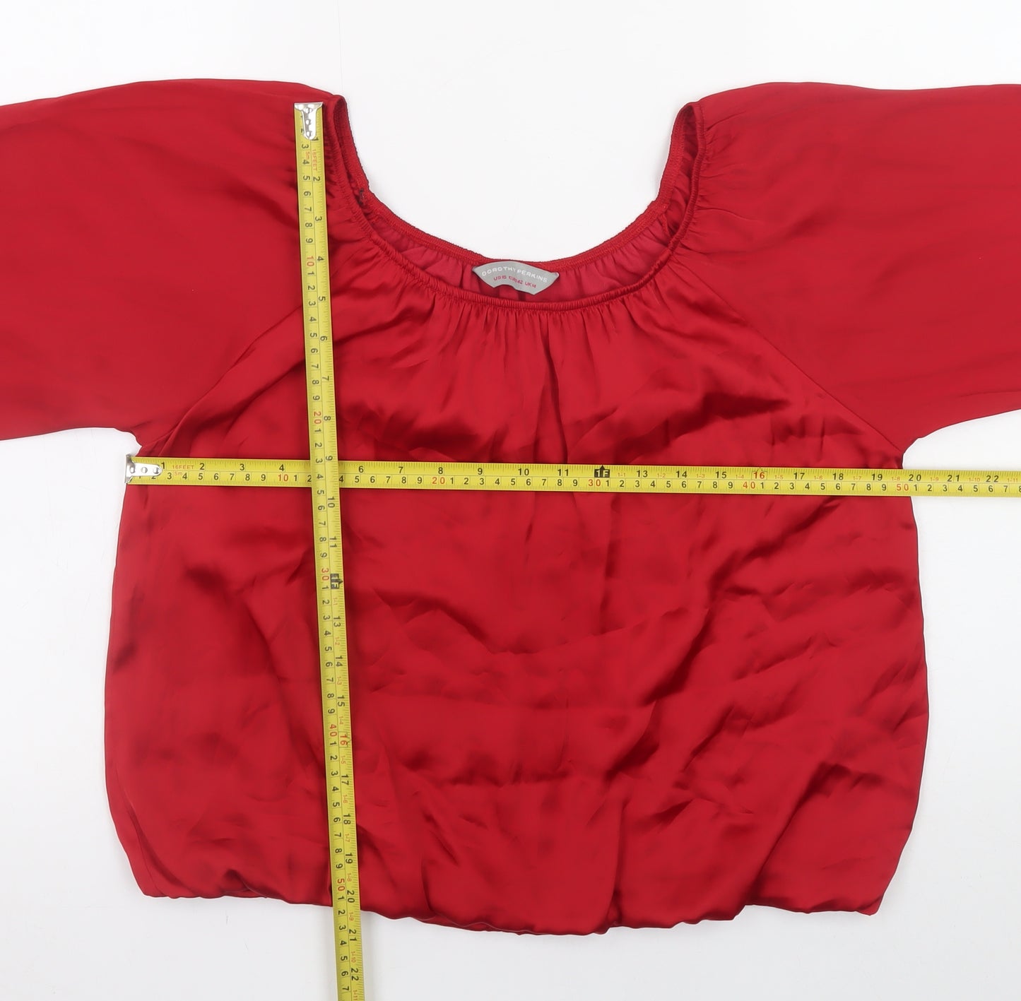Dorothy Perkins Women Red Long Sleeve Tunic Blouse Size 14