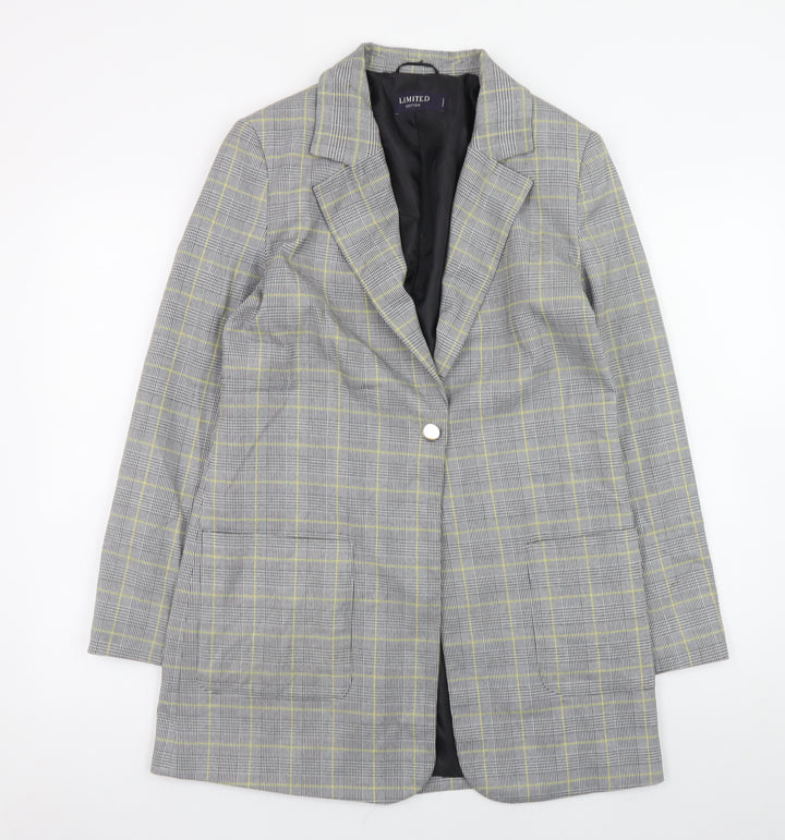 Marks and Spencer Women’s Grey Check Blazer Jacket Size 8 Regular