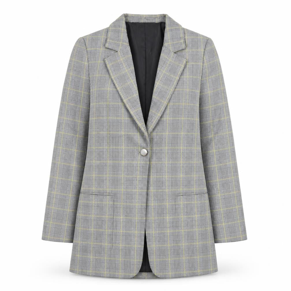 Front view of Marks & Spencer Women’s Grey Check Blazer Jacket, size UK 8, Regular