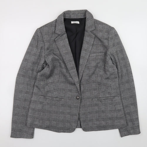Damart Women's Grey Check Blazer UK 14 Classic Lined Jacket