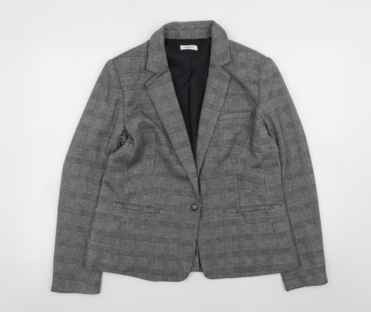 Damart Women's Grey Check Blazer UK 14 Classic Lined Jacket