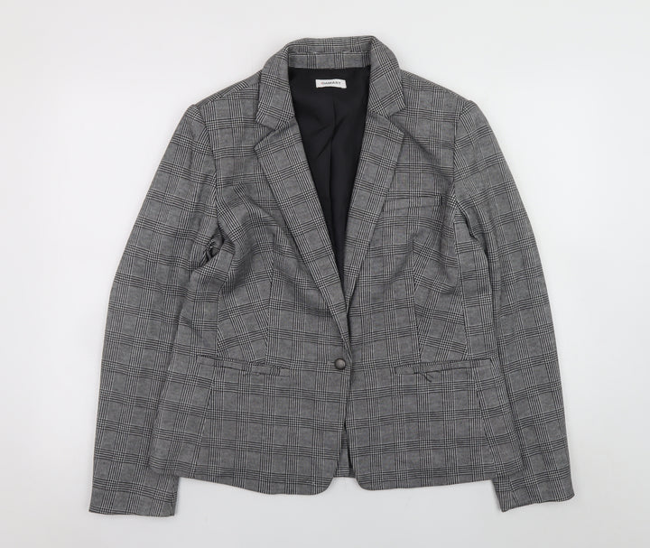 Damart Women's Grey Check Blazer UK 14 Classic Lined Jacket