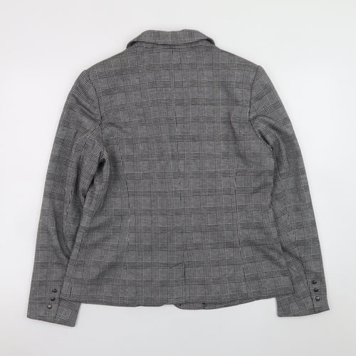 Damart Women's Grey Check Blazer UK 14 Classic Lined Jacket