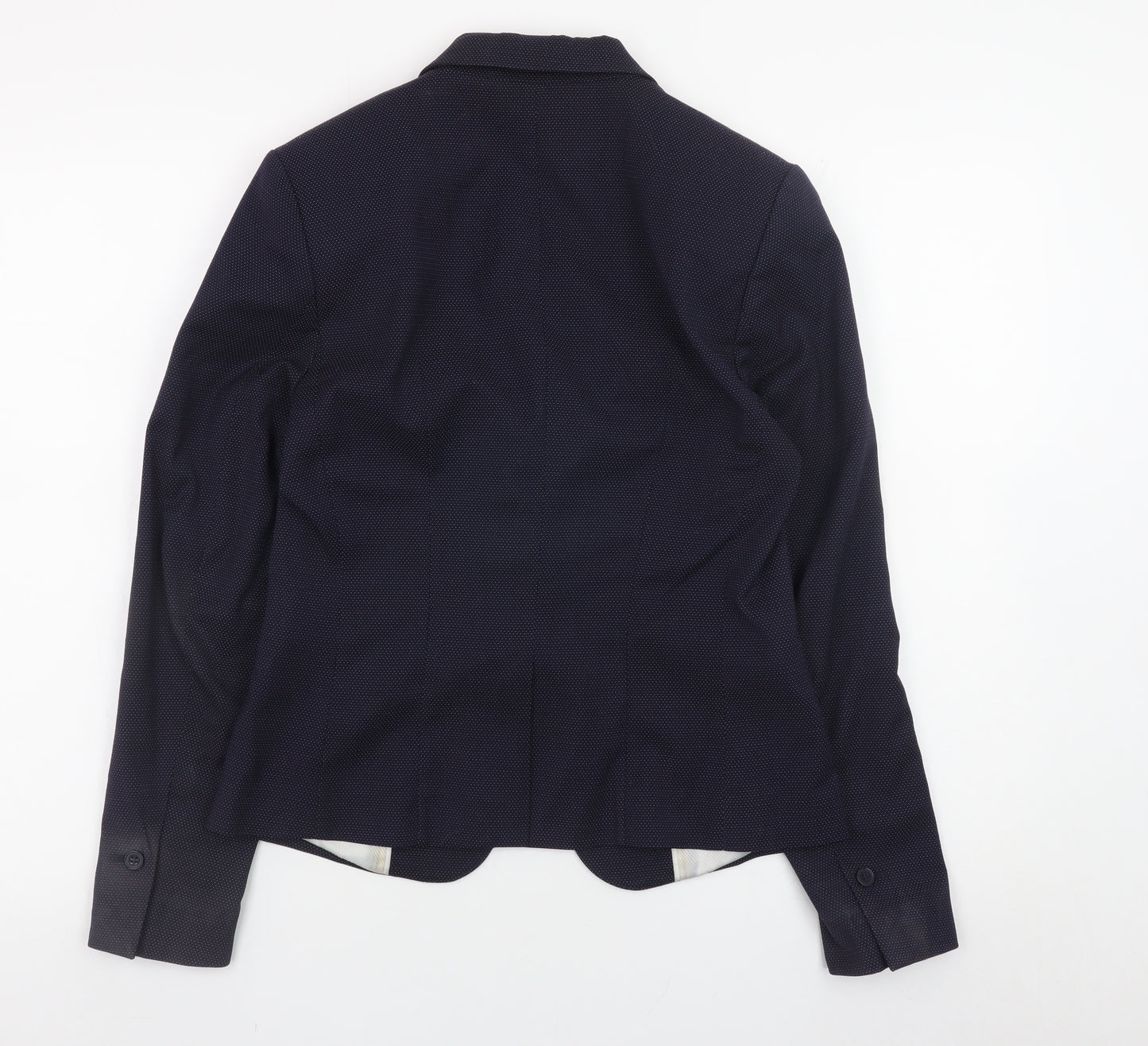 H&M Women Navy Blue Blazer Jacket Size 10 Classic Fitted Style