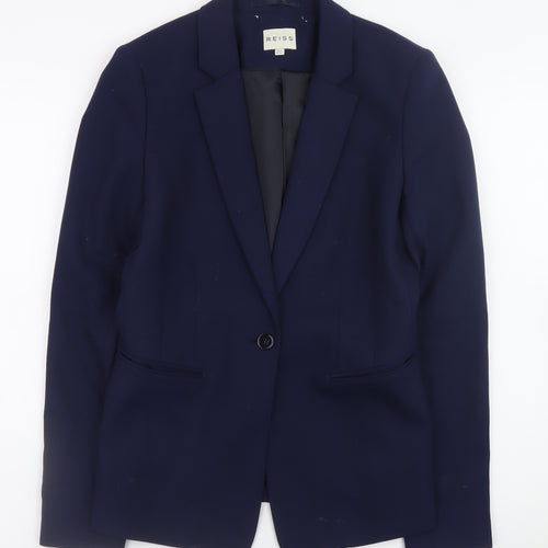 Reiss Women's Blue Wool Blend Slim Fit Blazer UK 12