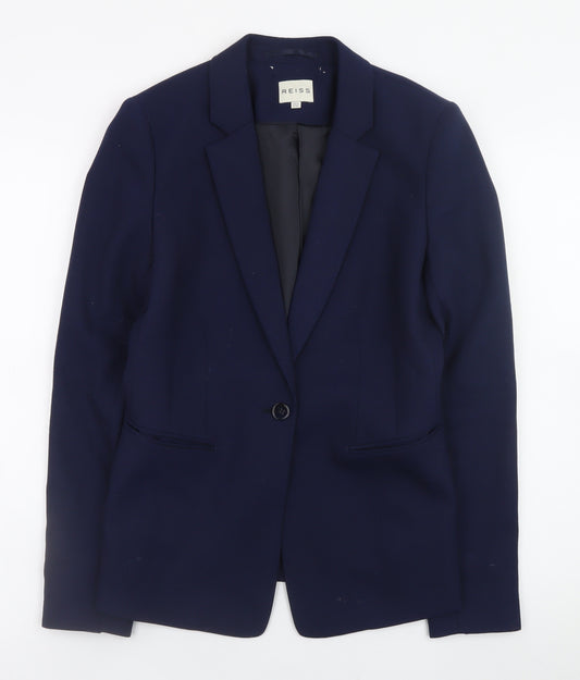Reiss Women's Blue Wool Blend Slim Fit Blazer UK 12