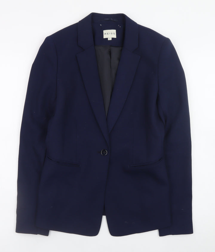 Reiss Women's Blue Wool Blend Slim Fit Blazer UK 12