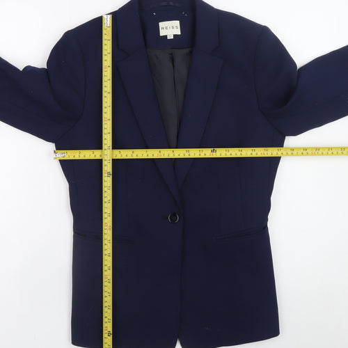 Reiss Women's Blue Wool Blend Slim Fit Blazer UK 12