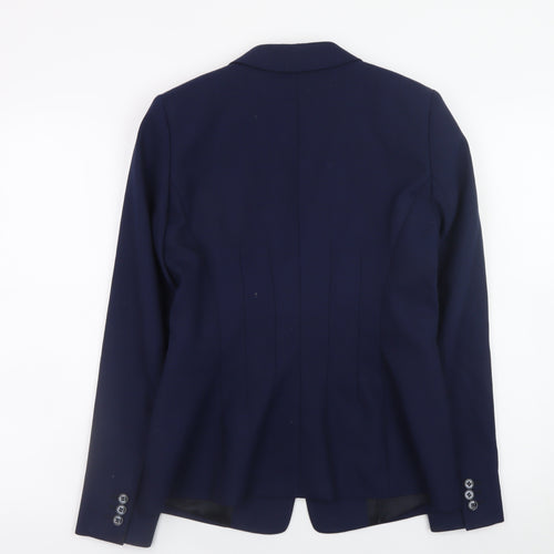 Reiss Women's Blue Wool Blend Slim Fit Blazer UK 12