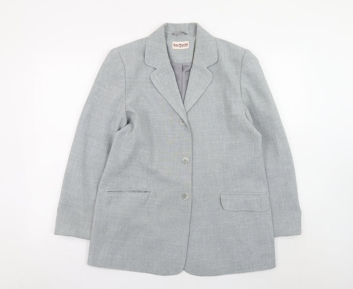 Bon Marché Women Grey Size 14 Blazer Jacket Classic Formal