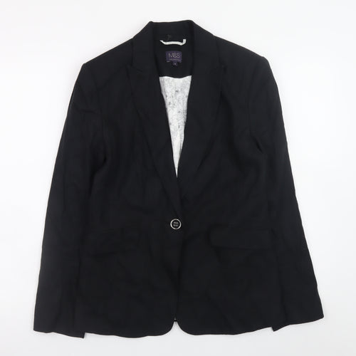 Marks and Spencer Women’s Black Linen Blend Blazer UK 12
