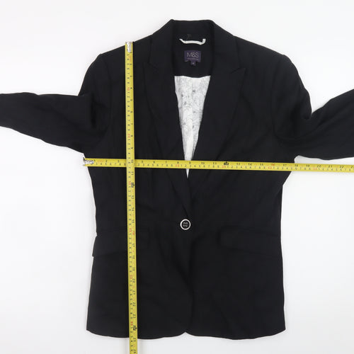 Marks and Spencer Women’s Black Linen Blend Blazer UK 12