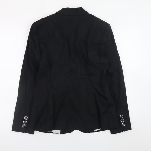 Marks and Spencer Women’s Black Linen Blend Blazer UK 12