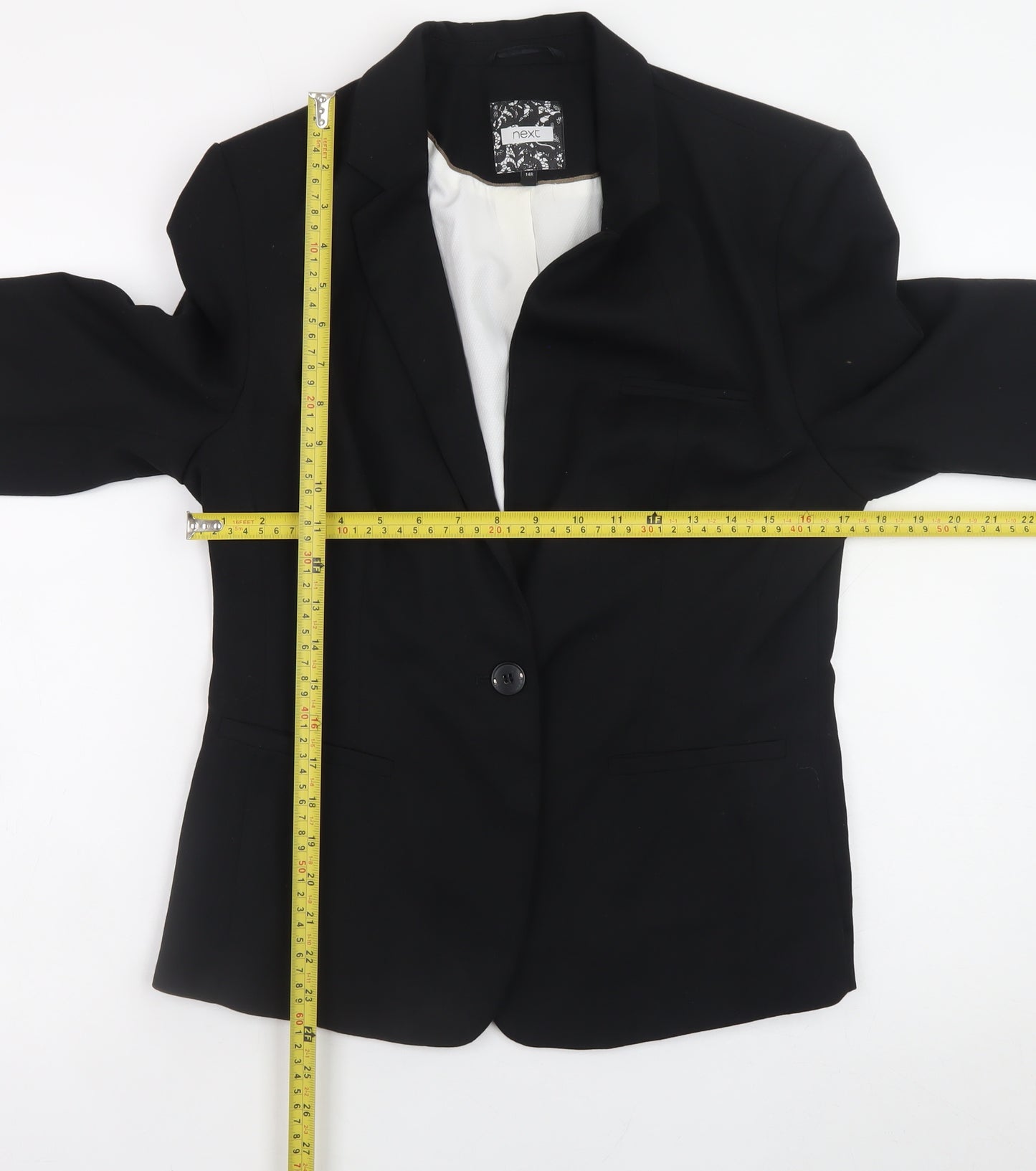 Next Women's Black Blazer UK 14 Classic Lined Work Jacket