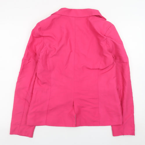 Zara Women Pink Cotton Blazer Jacket Size 12 Classic Style