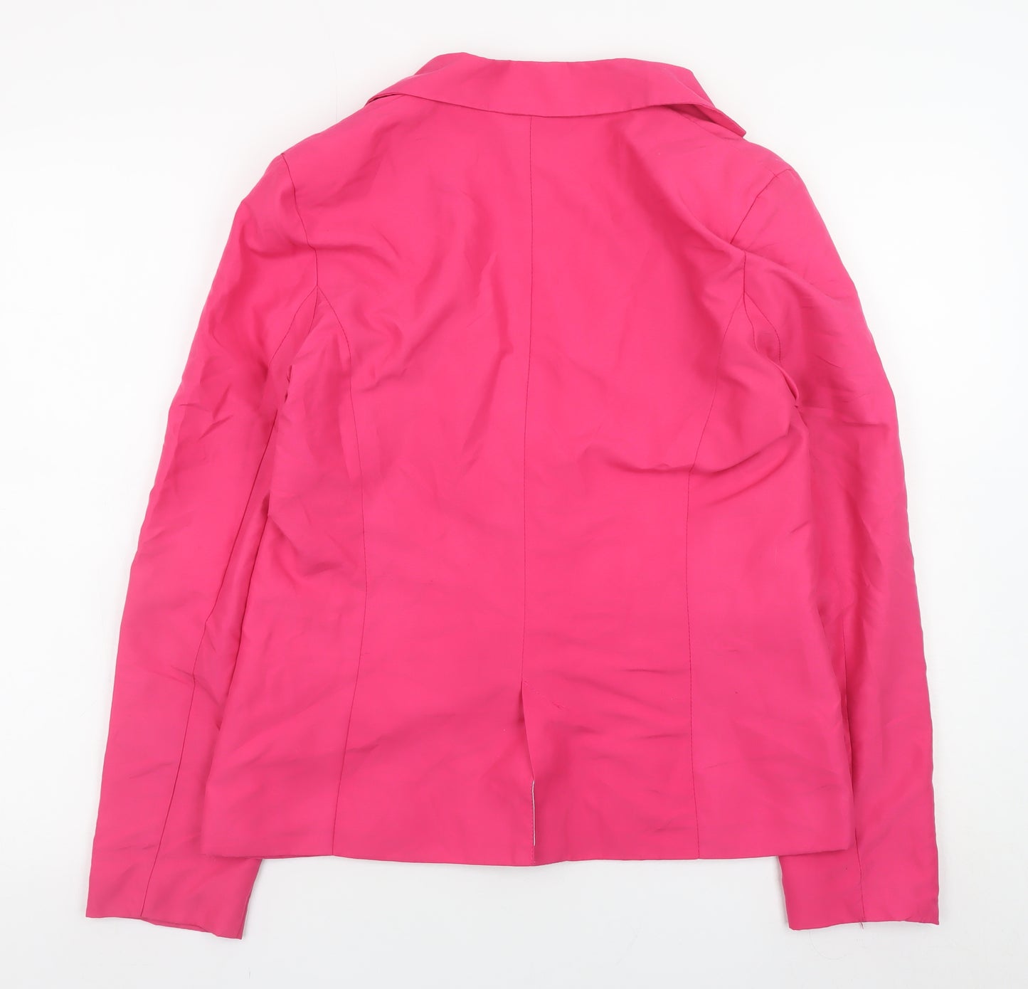 Zara Women Pink Cotton Blazer Jacket Size 12 Classic Style