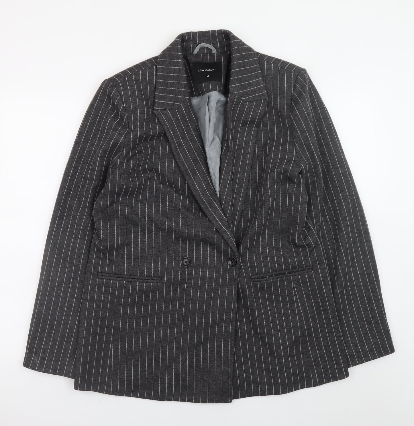 LCW Casual Women's Grey Pinstripe Blazer M Business Style