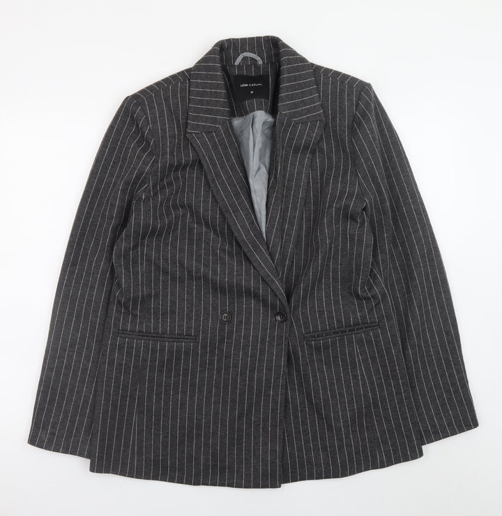 LCW Casual Women's Grey Pinstripe Blazer M Business Style