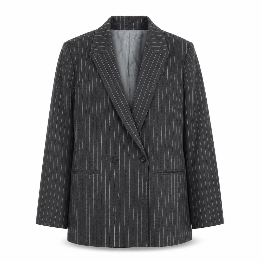LCW Casual Women's Grey Pinstripe Blazer M Business Style