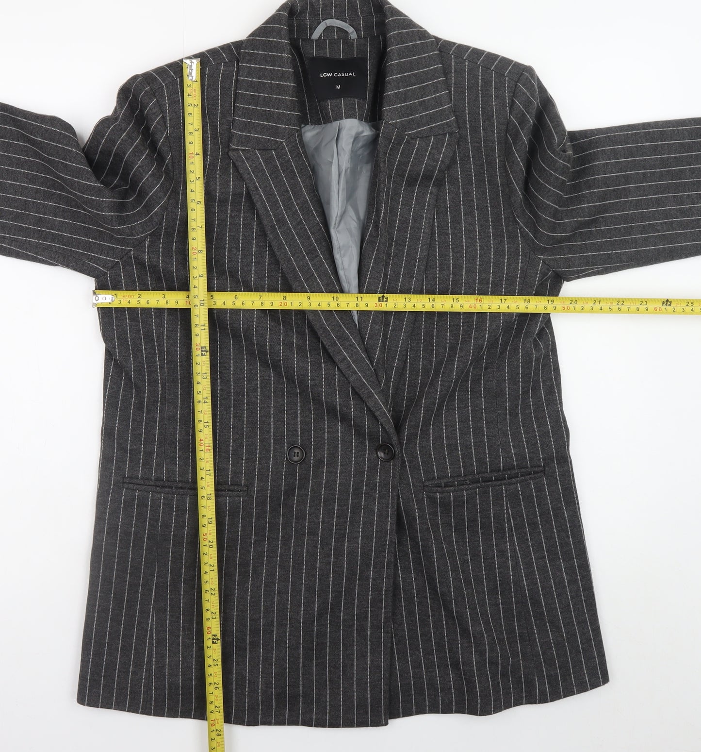 LCW Casual Women's Grey Pinstripe Blazer M Business Style