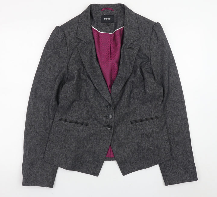Next Women’s Grey Blazer Jacket Size 10 Lined Polyester Viscose Workwear
