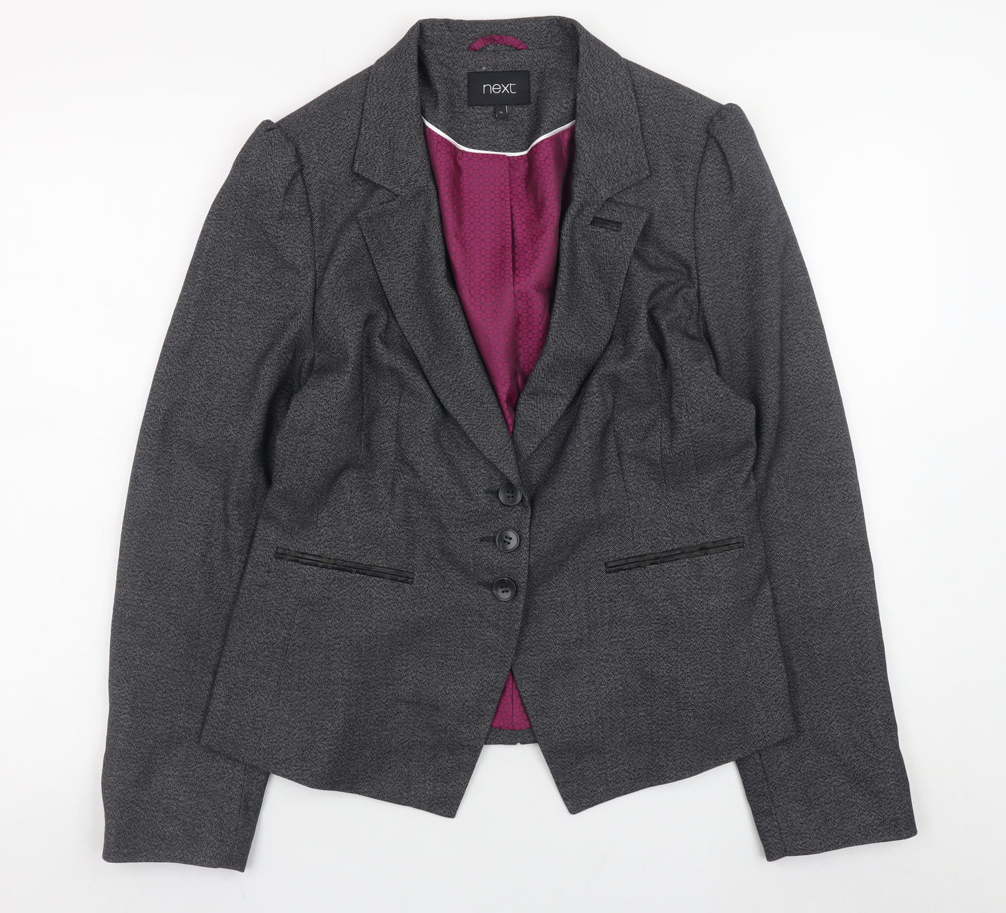Next Women’s Grey Blazer Jacket Size 10 Lined Polyester Viscose Workwear