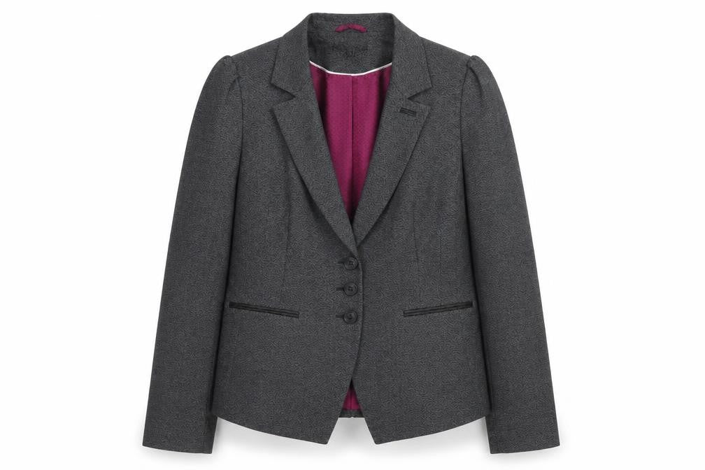 Front view of Next Women’s Grey Blazer Jacket, size UK 10, Lined Polyester Viscose Workwear