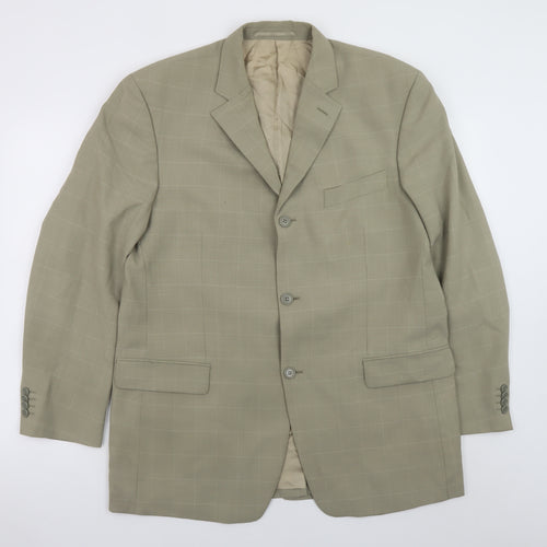 Rosselini Men's Beige Checked Wool Blend Blazer 42R Classic Fit